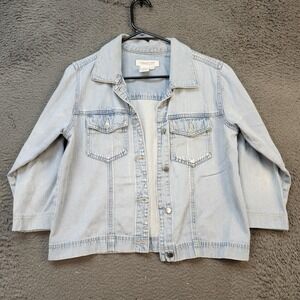 Coldwater Creek Jacket Womens PXS Denim Tencel Blend Casual Layer Lightweight